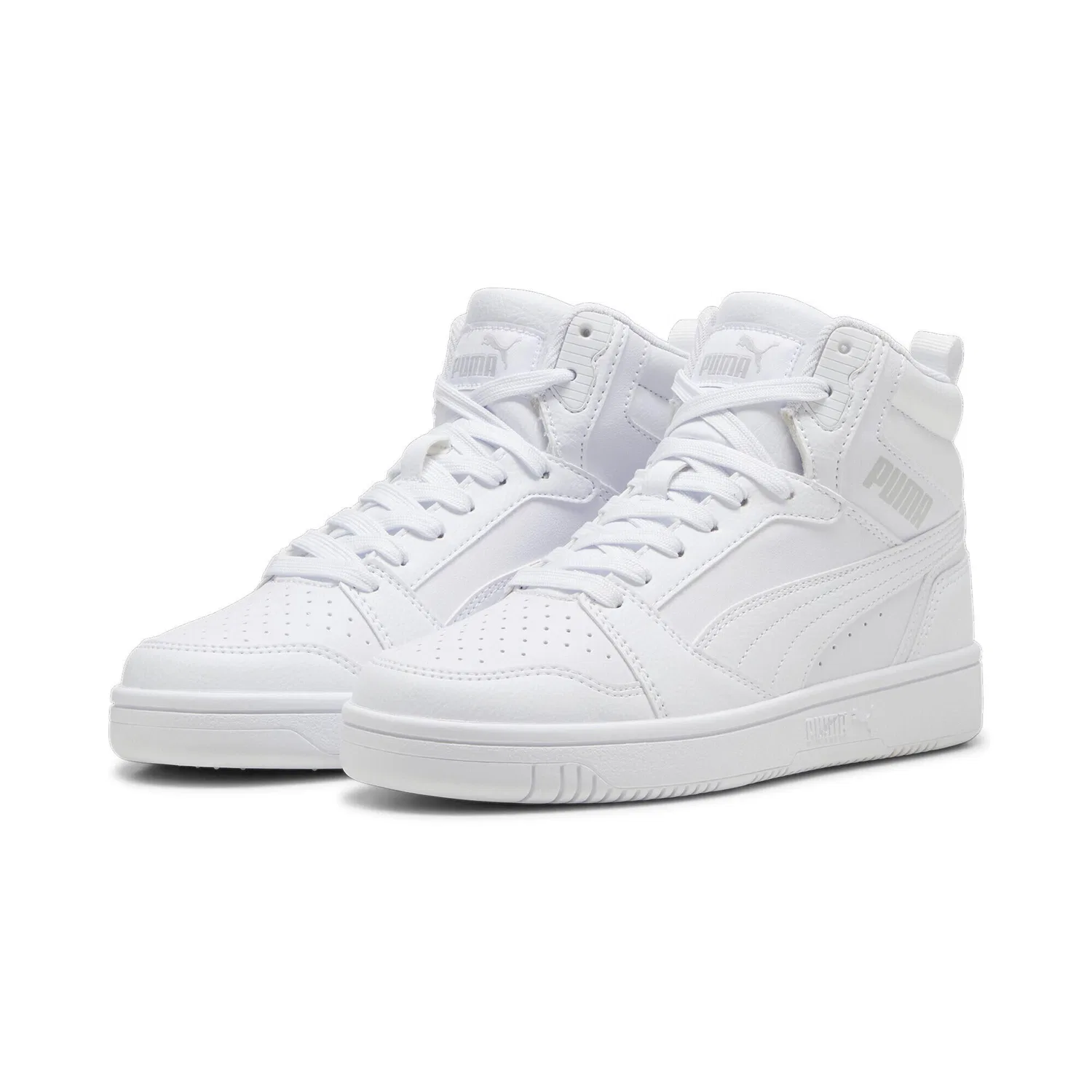 Подростковые кожаные кроссовки Rebound V6 Mid Puma, White Cool Light Gray — фото 2