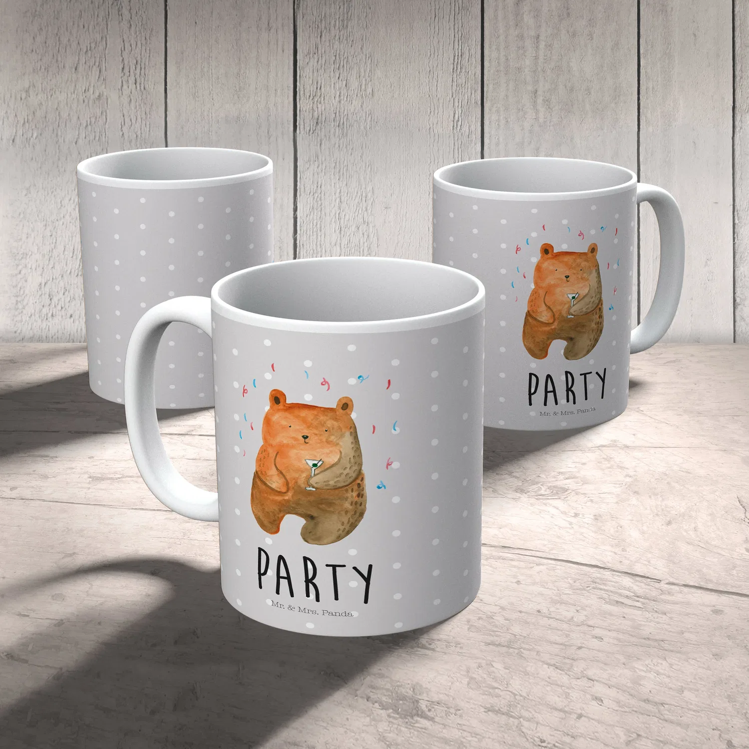 Детская кружка с принтом медведь Bär Party Mr. & Mrs. Panda, серый — фото 4