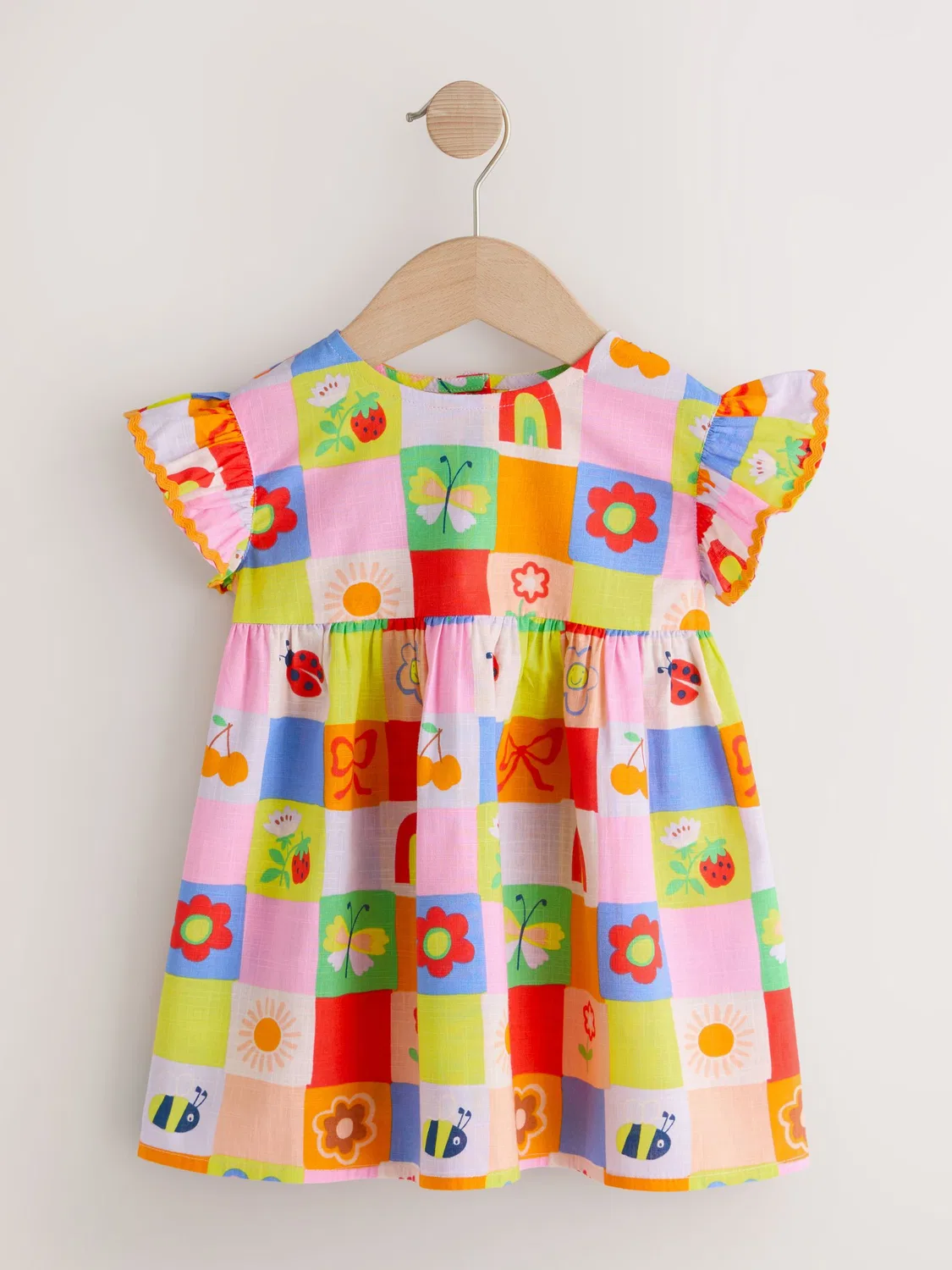 Платье Multi Character Ric Rac Frill Sleeve Next, разноцветный — фото 4