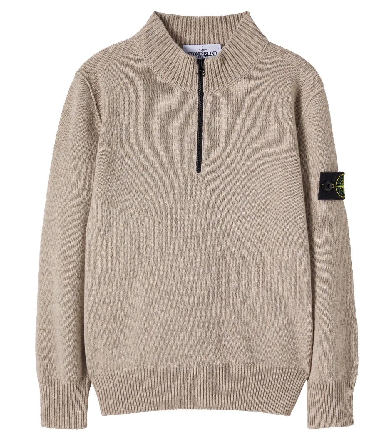 Свитер на молнии с компасом Stone Island Junior, бежевый