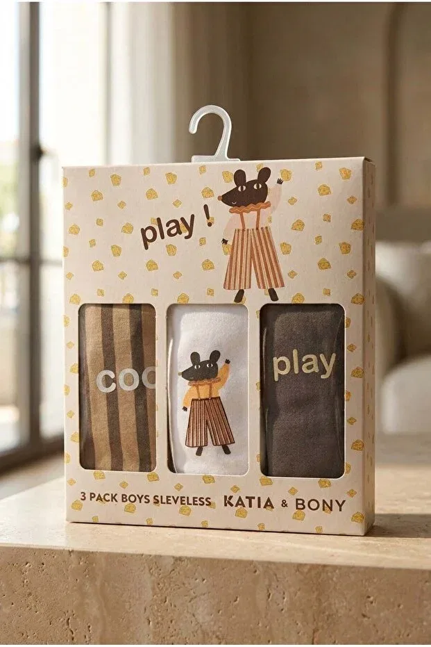 Детское нижнее белье для мальчиков без рукавов 3 шт. Katia&Bony, Brown — фото 4