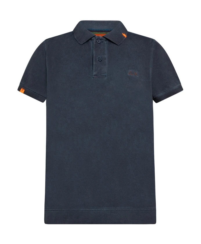 

Поло из хлопка, окрашенного особым способом. Sun68, синий