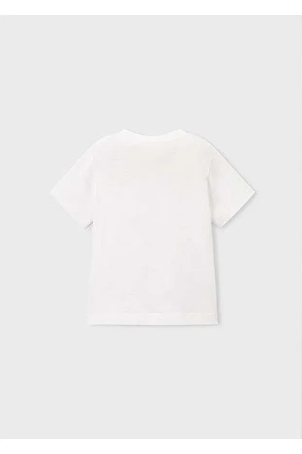 Детская футболка для мальчиков с принтом Summer Boy's Embossed Printed Tshirt Mayoral, White — фото 4