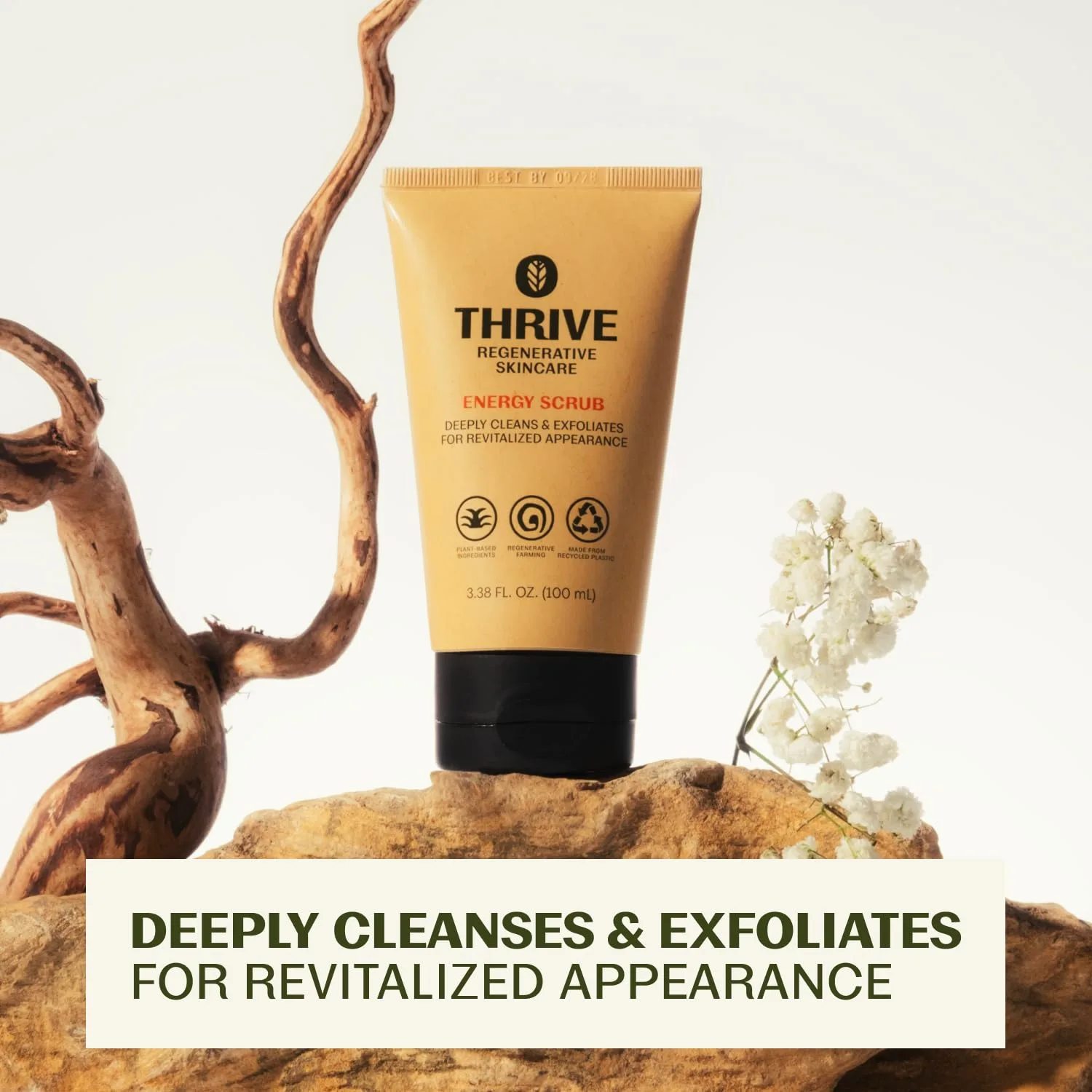Thrive Natural Care скраб для лица для мужчин и женщин - отшелушивающее средство с антиоксидантами, улучшает текстуру кожи, очищает поры и помогает предотвратить врастание волос - набор из 3 штук 100 мл (3 шт.) — фото 3