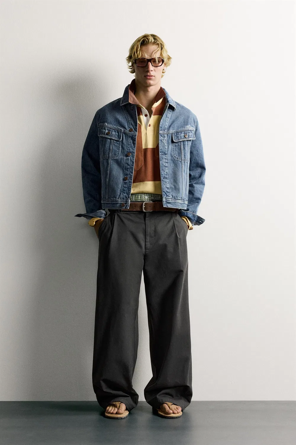 Плиссированные широкие брюки ZARA, Grey