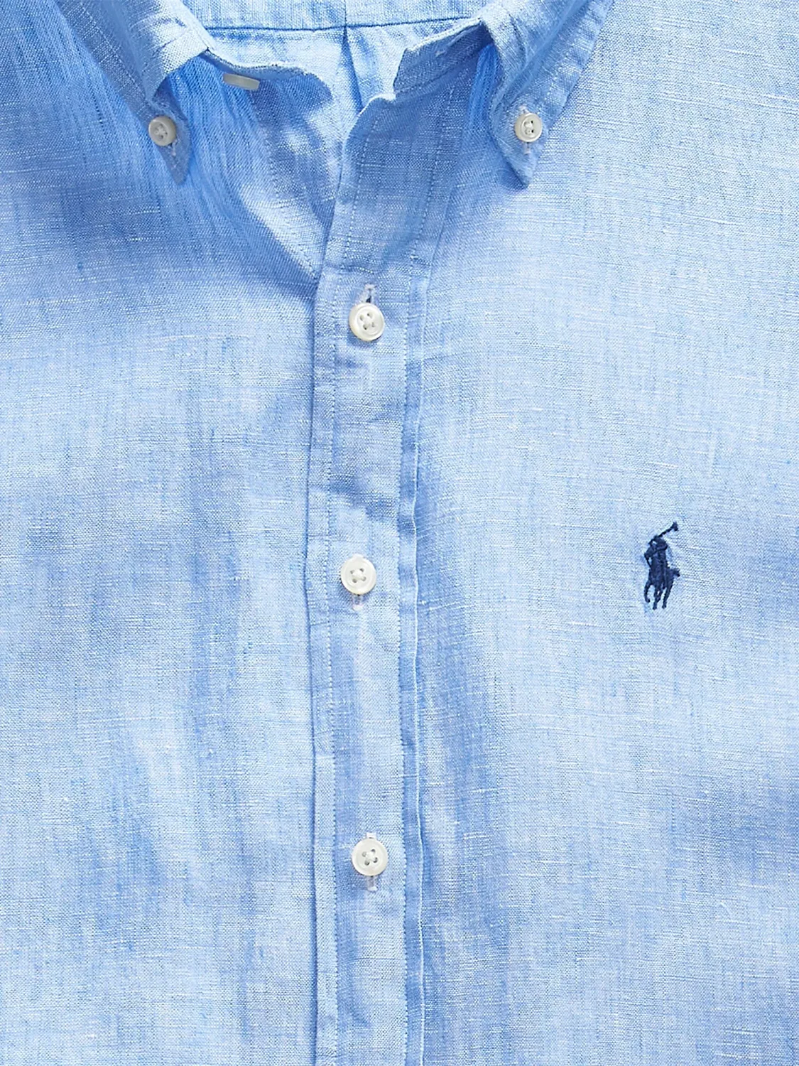 Рубашка с коротким рукавом, льняная, синяя Polo Ralph Lauren, синий — фото 4