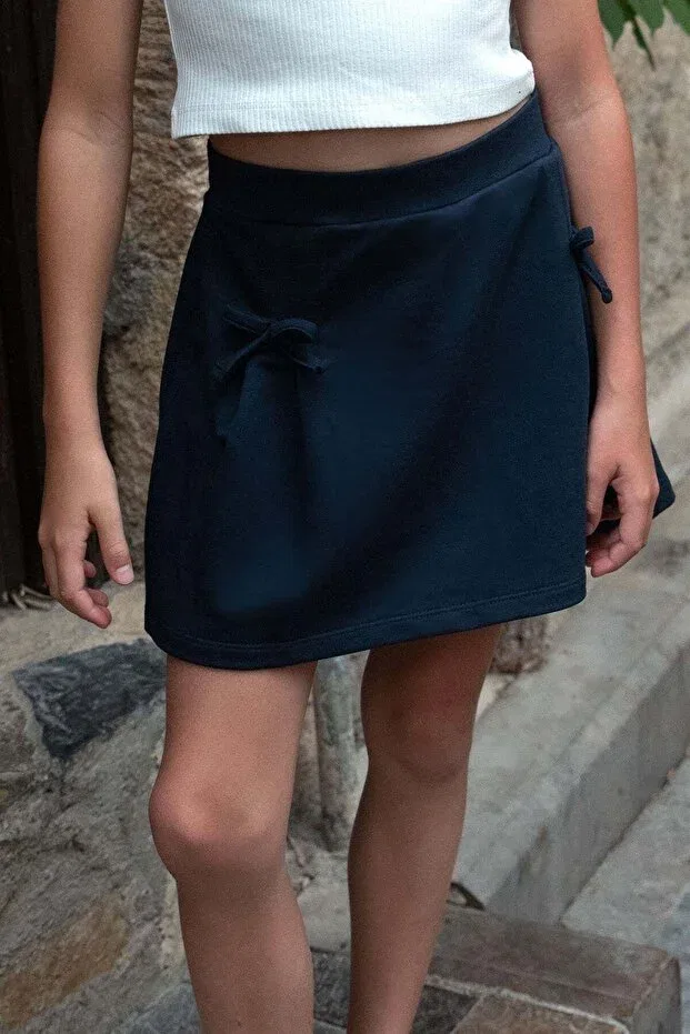 Детские шорты-юбка для девочек с принтом Breeze, Navy Blue