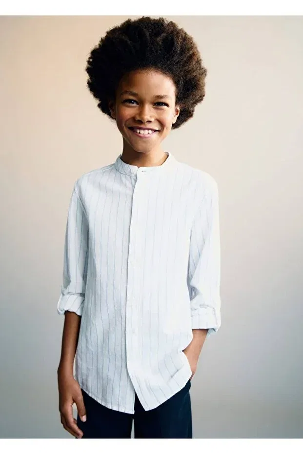 Детская рубашка с полосками Mango Kids, Blue