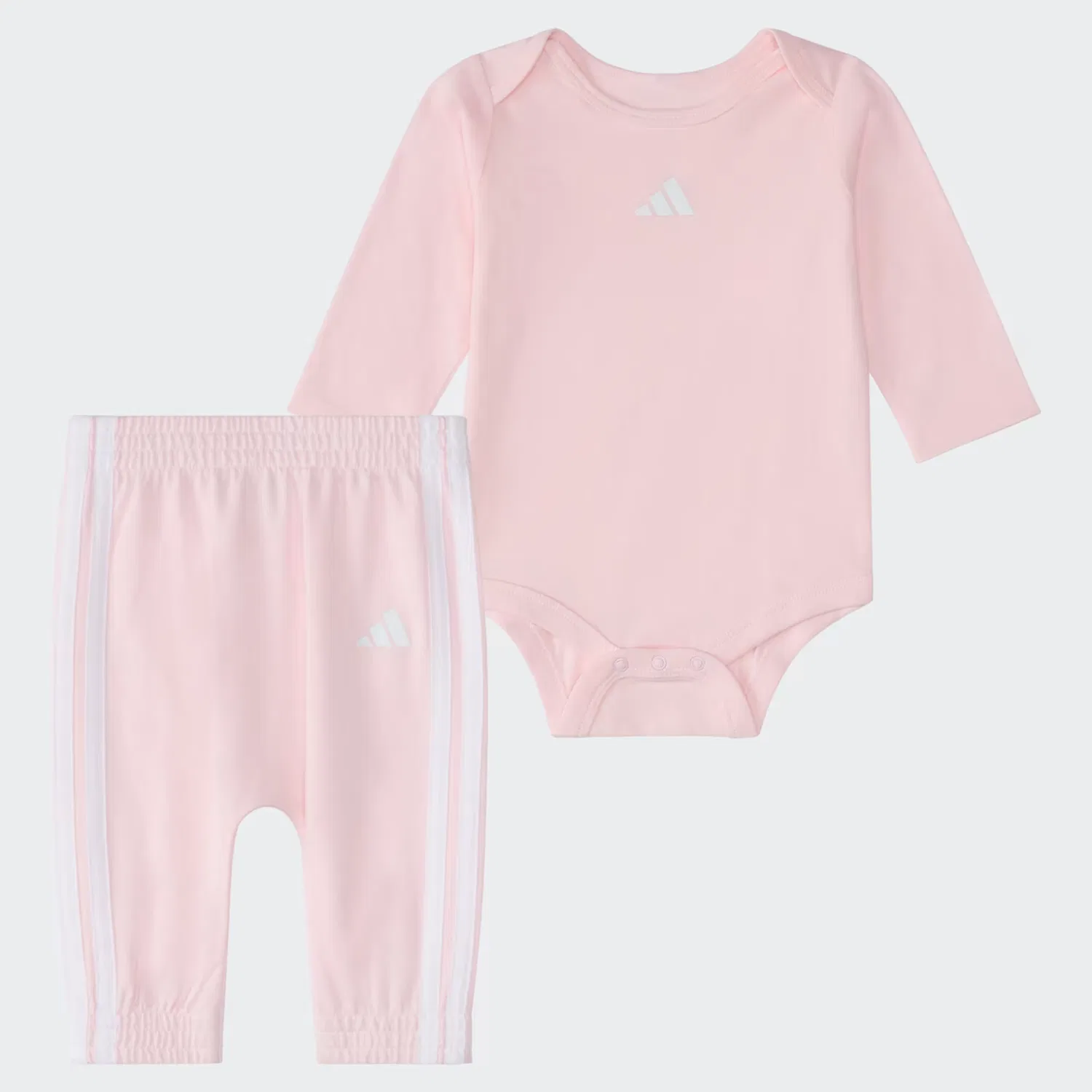 Детский комплект с длинным рукавом, из боди и штанов на резинке, Adidas Sportswear, светло-розовый — фото 4