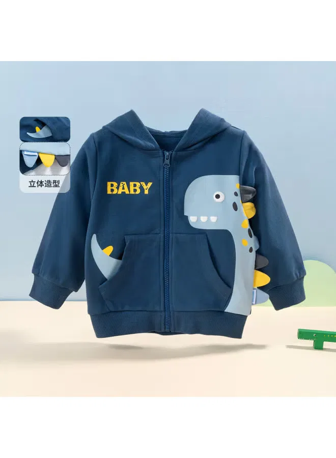Свитшот на молнии с капюшоном и мультяшным принтом для мальчиков Bornbay, синий — фото 2