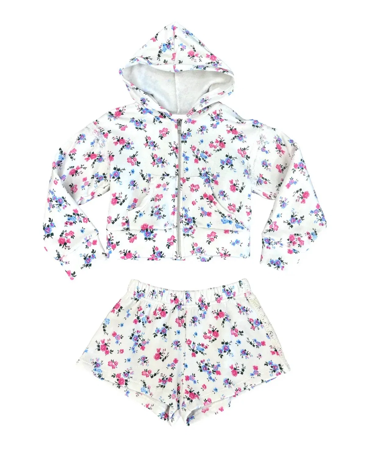 Детское худи на молнии с цветочным принтом White Floral flowers by zoe, White Floral — фото 3