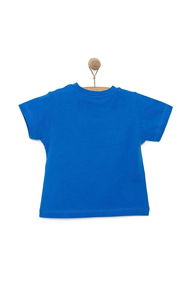 Детская футболка для мальчиков с принтом Hellobaby basic men's text printed Ebebek Hello Baby, Blue — фото 2