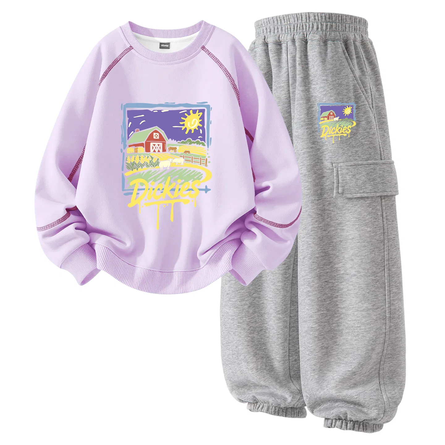 Детский комплект из двух футболок с принтом Suno Painting Lightning Purple и Suno Painting K Light Heather Gray, Dickies