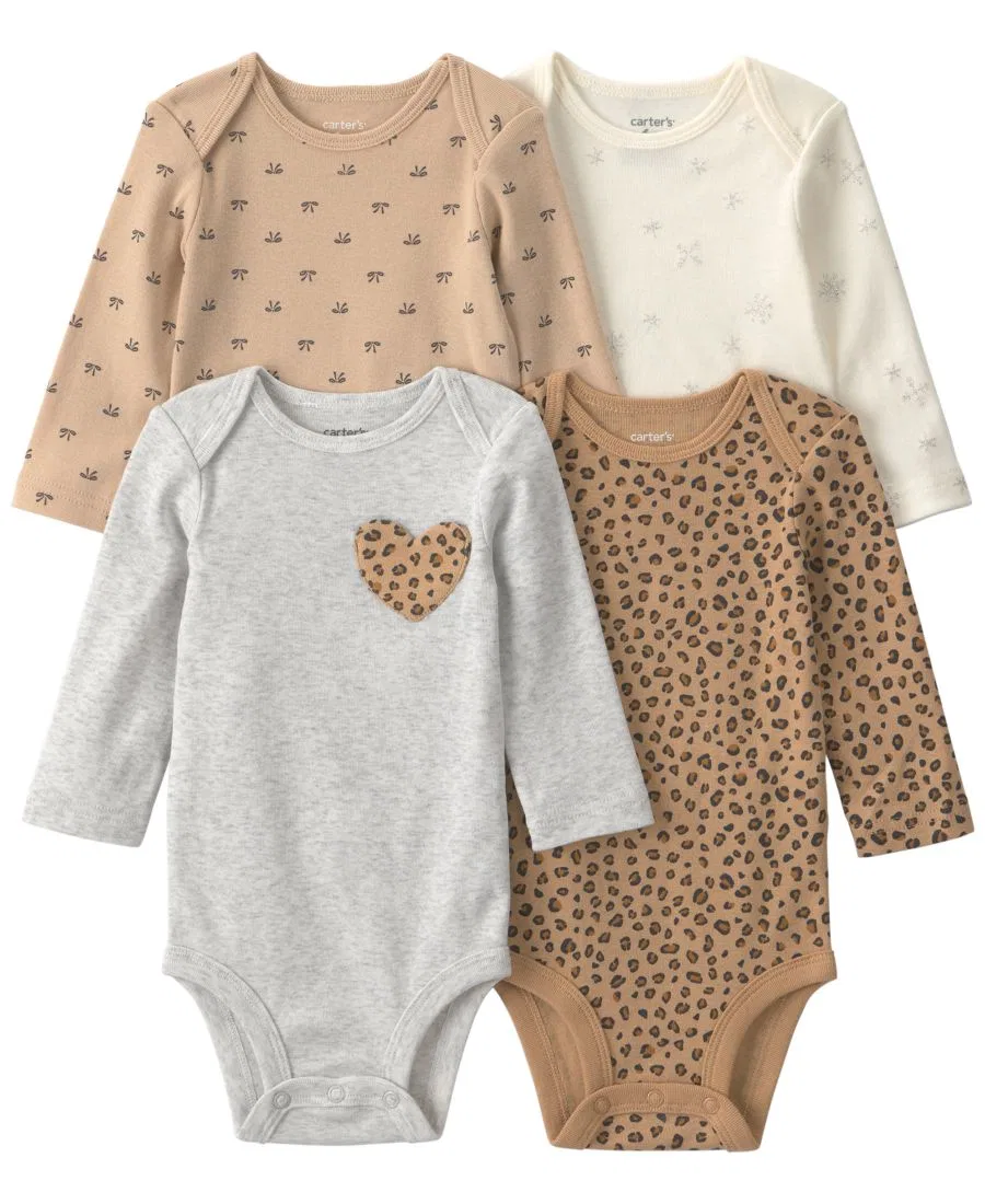 Комплект боди с длинным рукавом с принтом, модель Leopard Printed Carter's, Multi