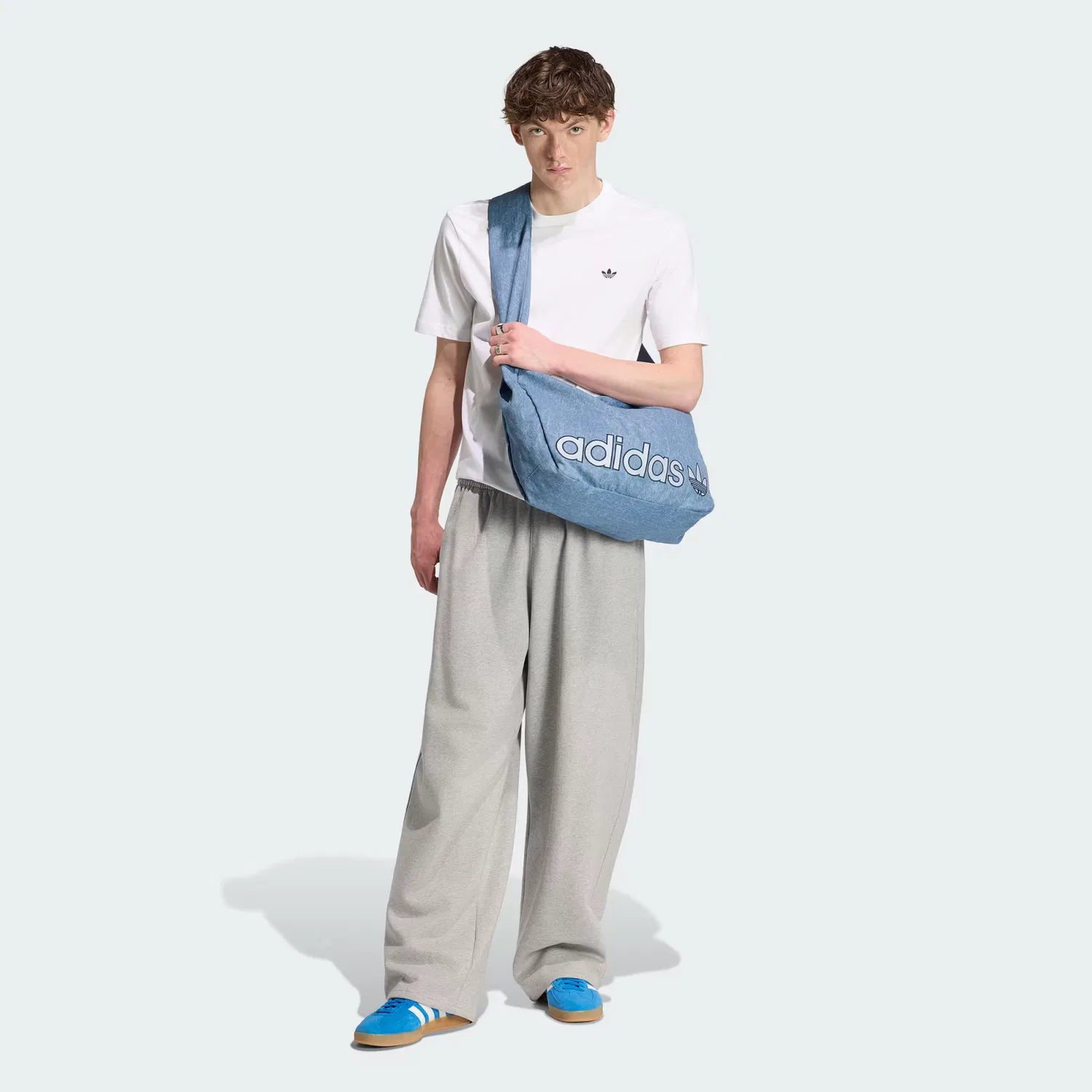 Мужская футболка с круглым вырезом Trefoil Essentials Adidas Originals, белая — фото 3