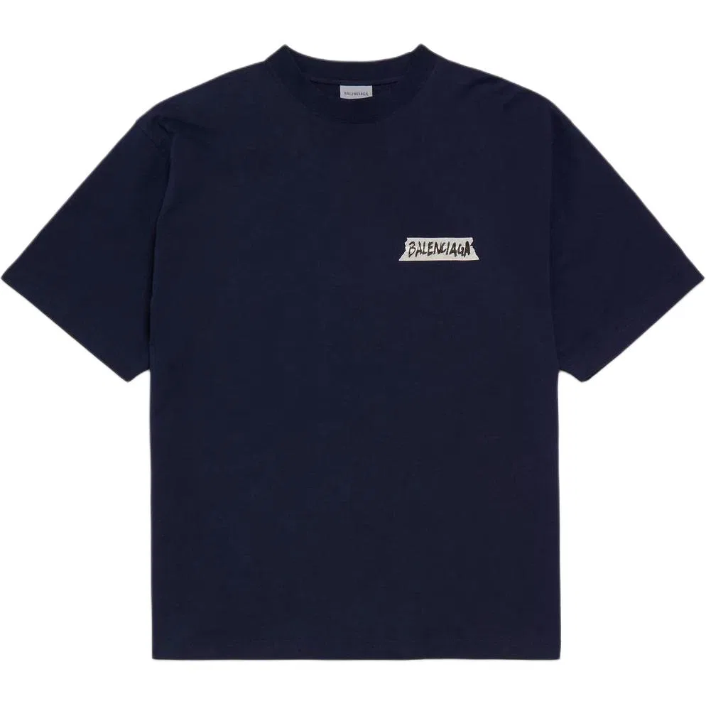 Мужская футболка с круглым вырезом Balenciaga, Marine Blue