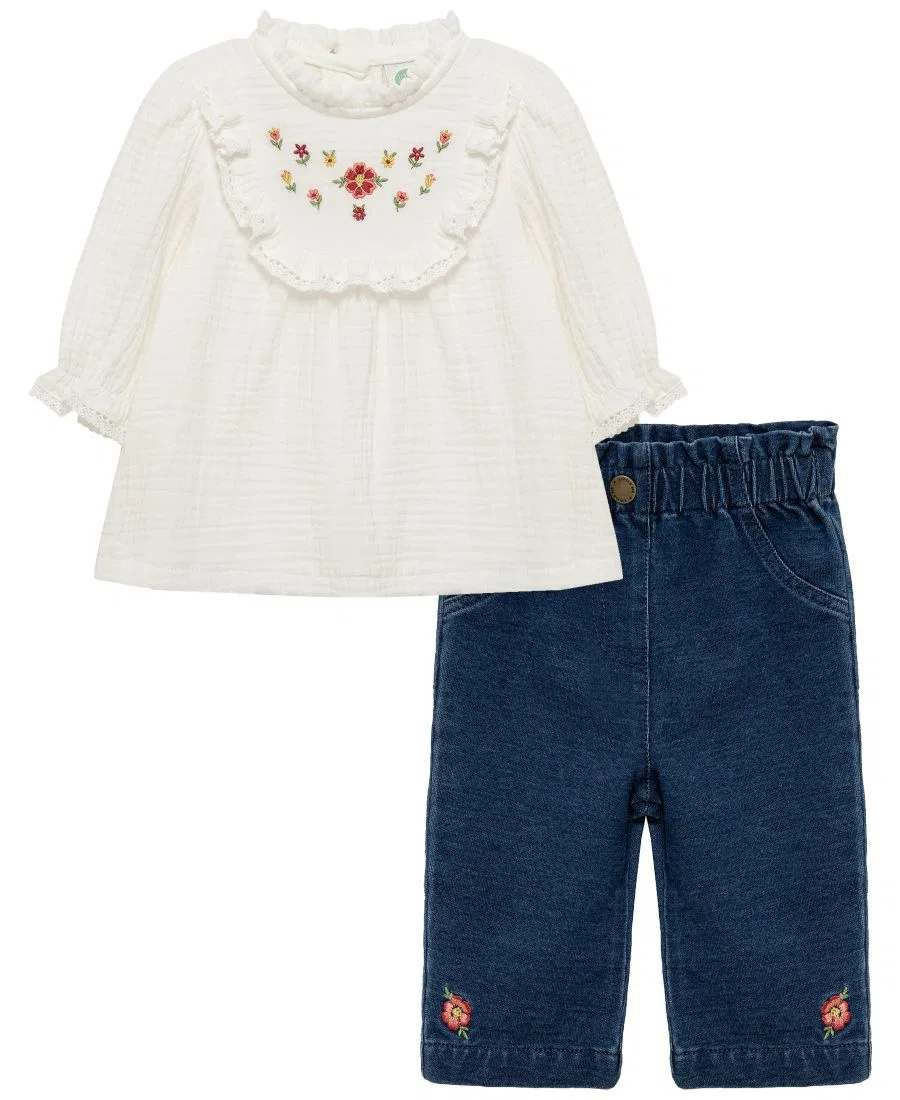 Комплект из туники и брюк Blossoms Tunic Little Me, Denim White