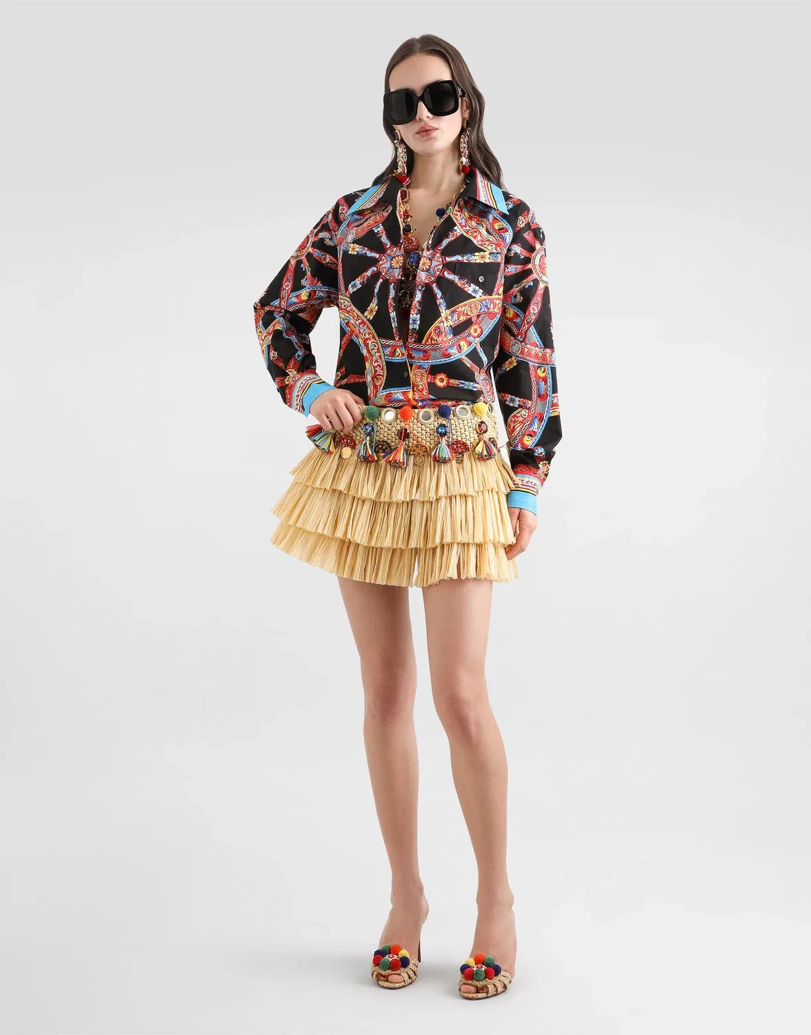 Гавайская рубашка из поплина с принтом Carretto DOLCE & GABBANA, бежевый — фото 2