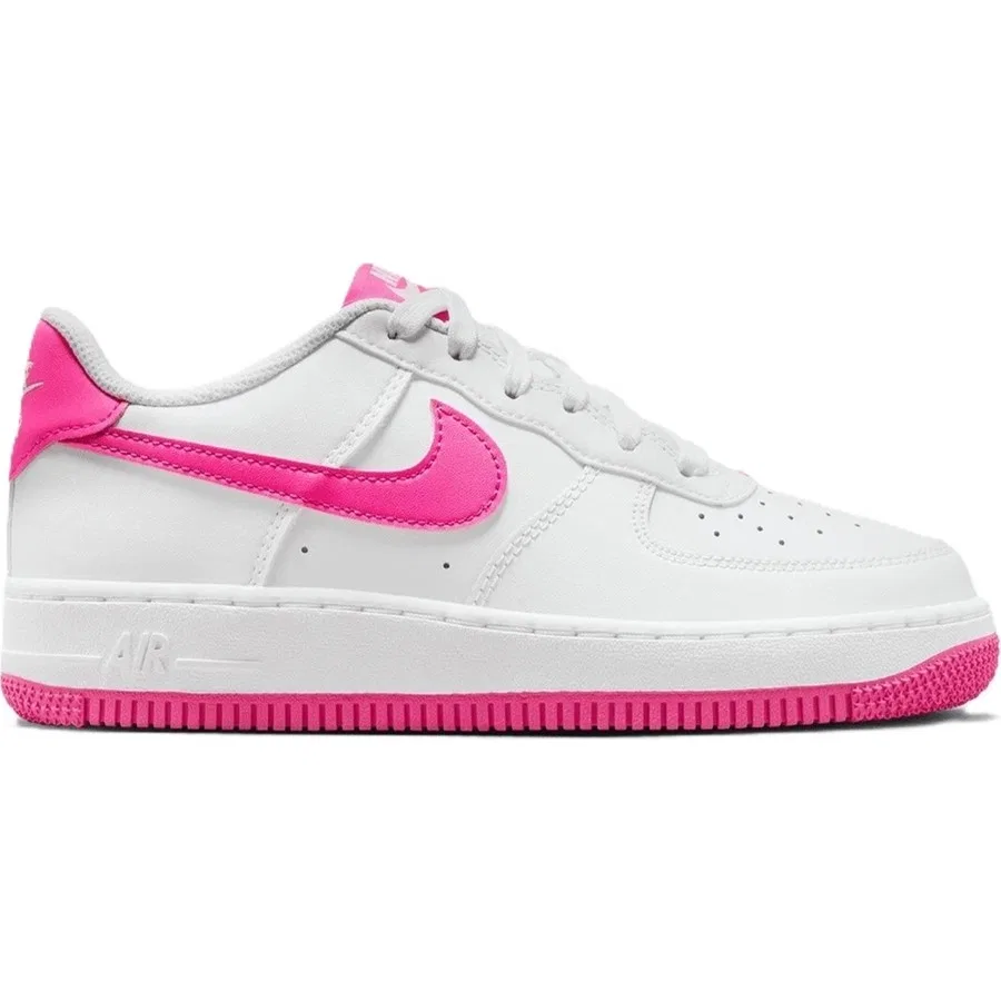 Кроссовки повседневные из натуральной кожи Air Force 1 GS Nike, Белый Ало-Розовый