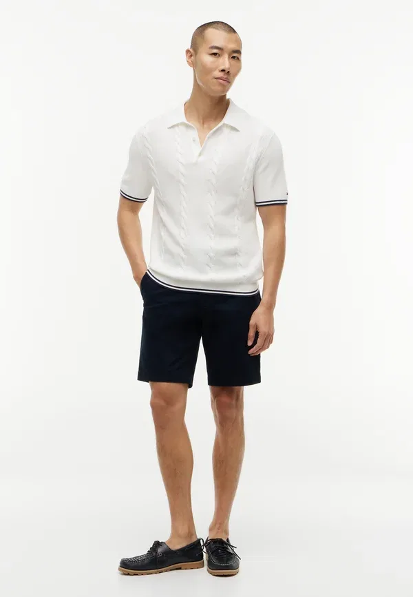 Поло трикотажное хлопковое Cable Knitted Elevated Essentials Tommy Hilfiger, Ivory Petal