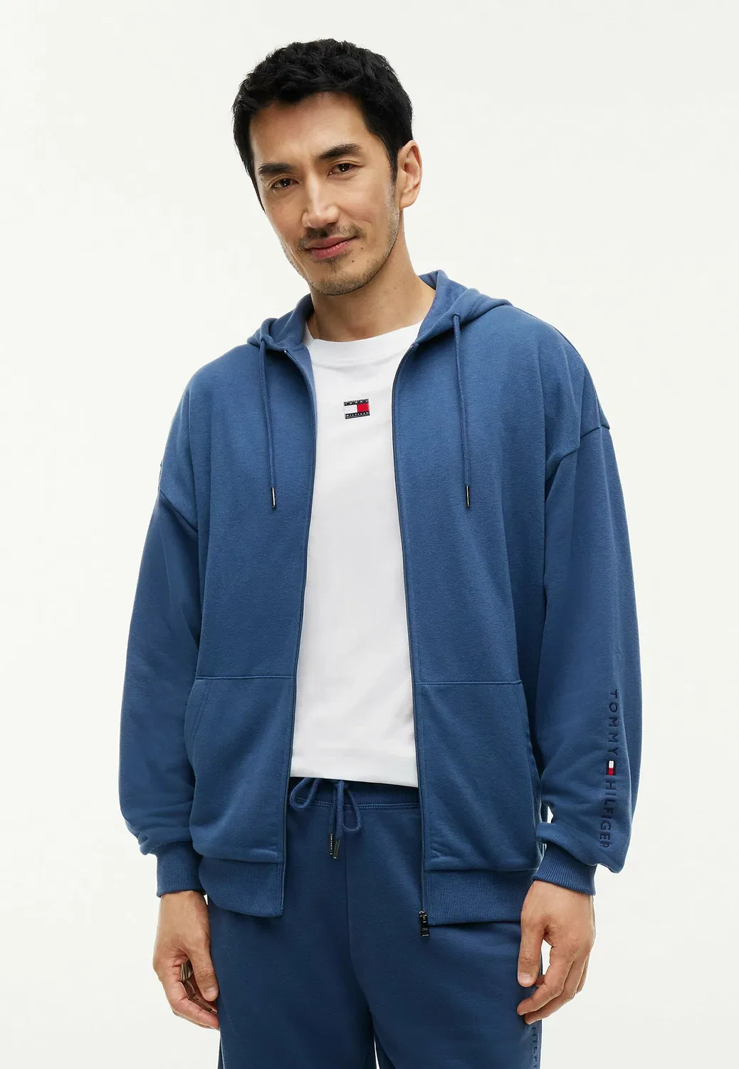Оригинальная толстовка с капюшоном на молнии для отдыха - свитшот на молнии Tommy Hilfiger, Aegean Sea