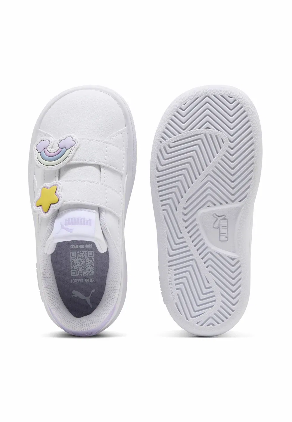 Значки Smash 3.0 v inf унисекс - детская обувь Puma, White-Light Lavender — фото 3