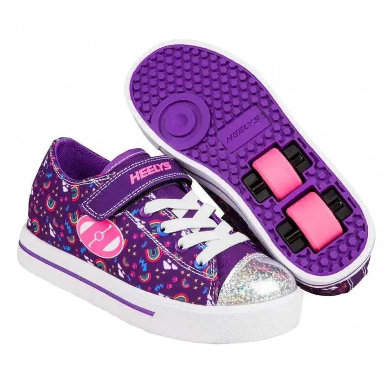 Детские кроссовки на колесах с радужным принтом X2 Snazzy Heelys, Violet