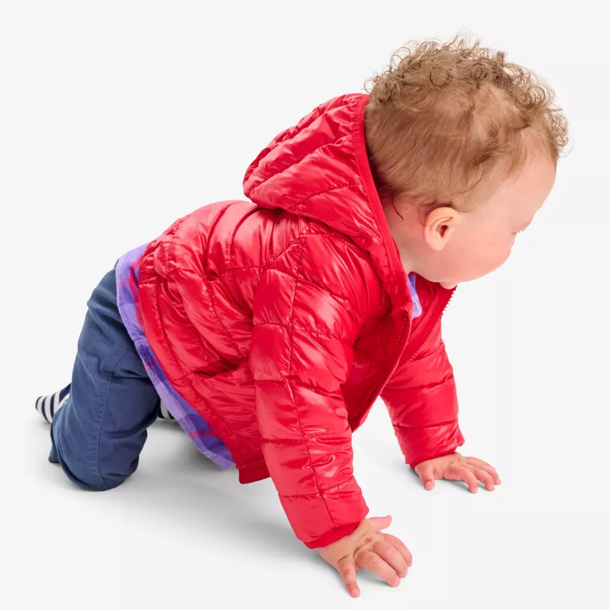 Детский пуховик легкий Primary Baby Lightweight Puffer Jacket, Primary, Fuchsia — фото 2