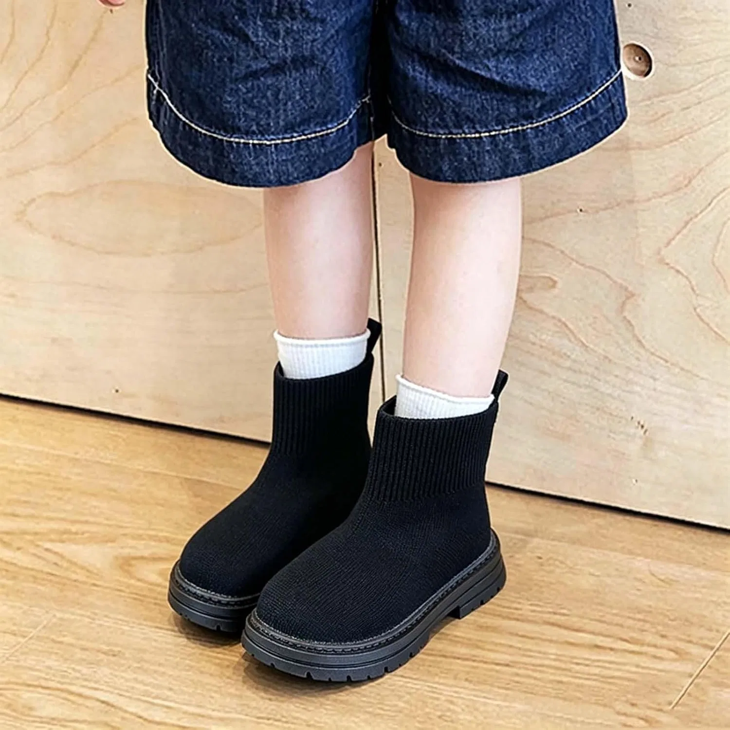 Детские сапоги для девочек с меховой подкладкой SHOPESSA, Black — фото 2