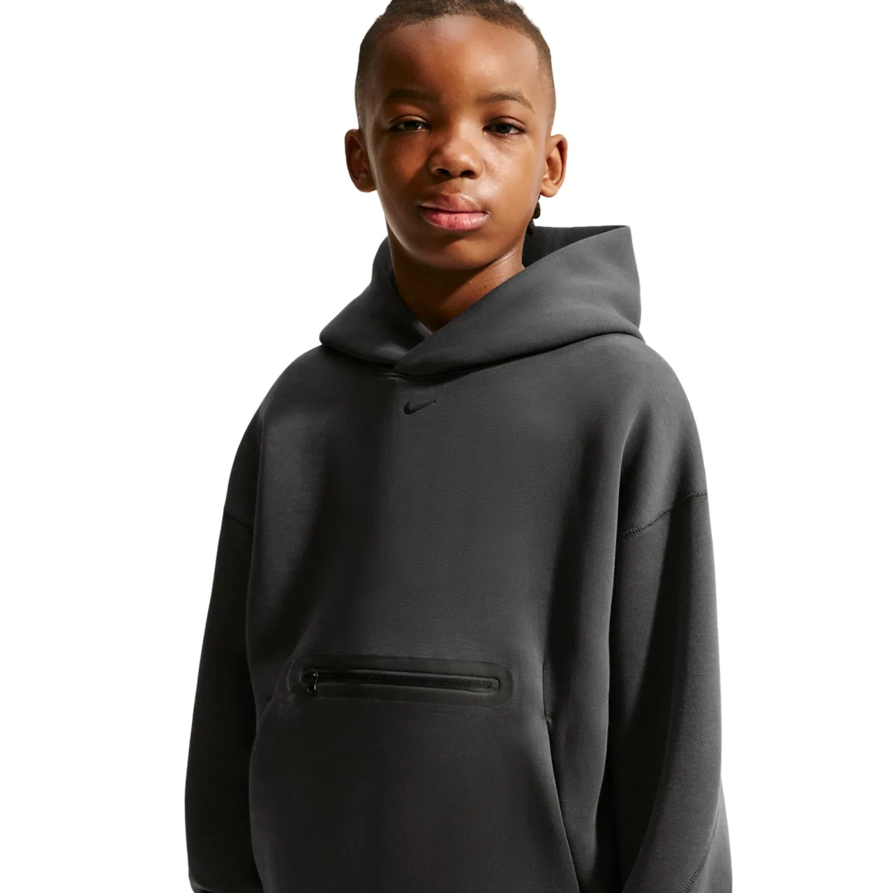 Детское худи для мальчиков оверсайз из футера Nike NSW Tech Fleece, Anthracite Black