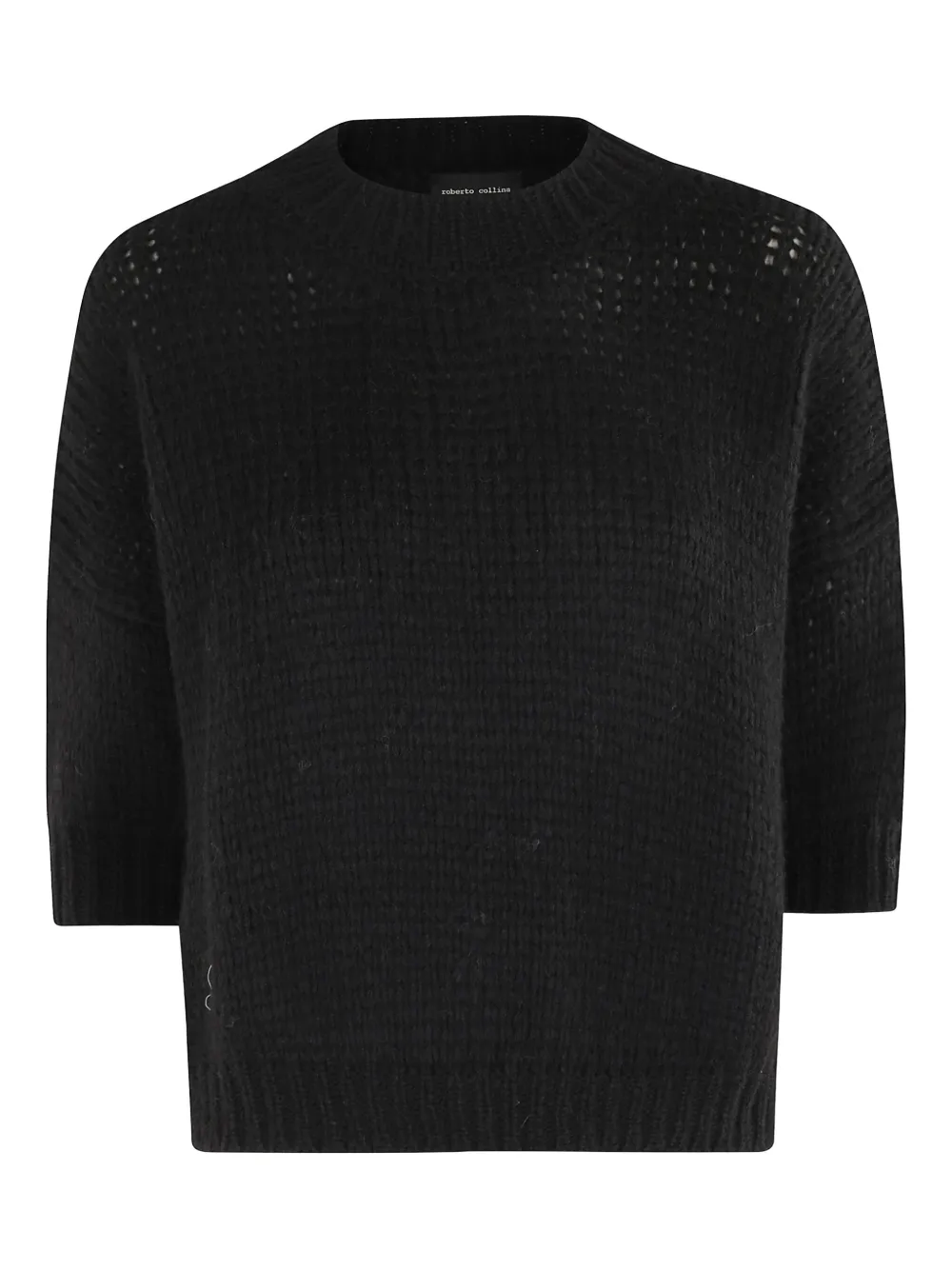 

Свитер открытой вязки с короткими рукавами Roberto Collina, черный
