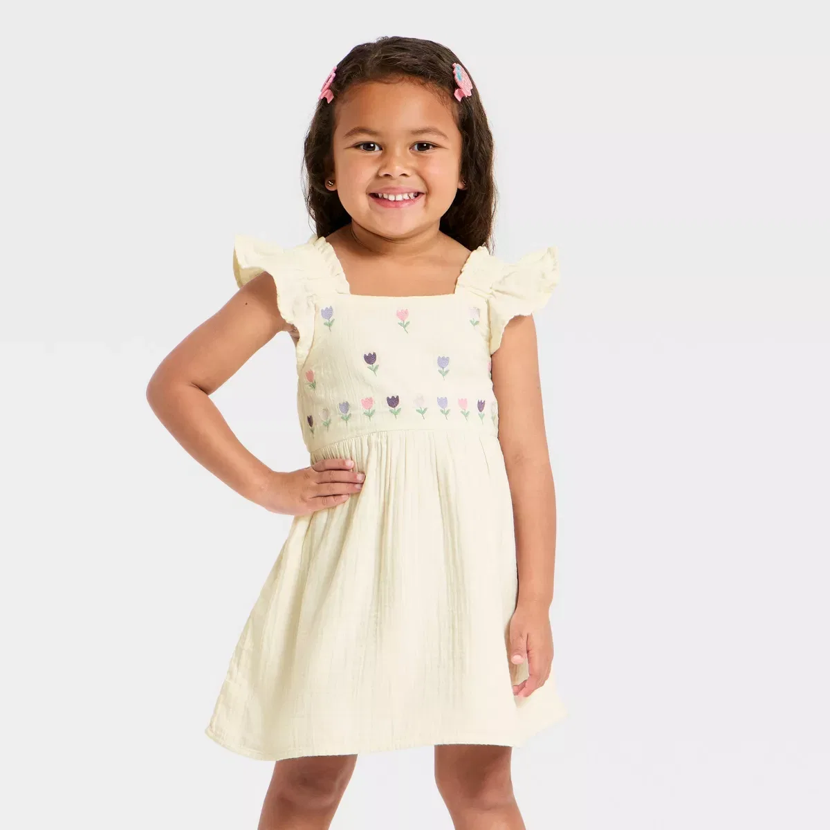 Детское платье для девочек с вышивкой Tulip Embroidered Woven Gauze INFANT/TODDLER GIRL, Cream