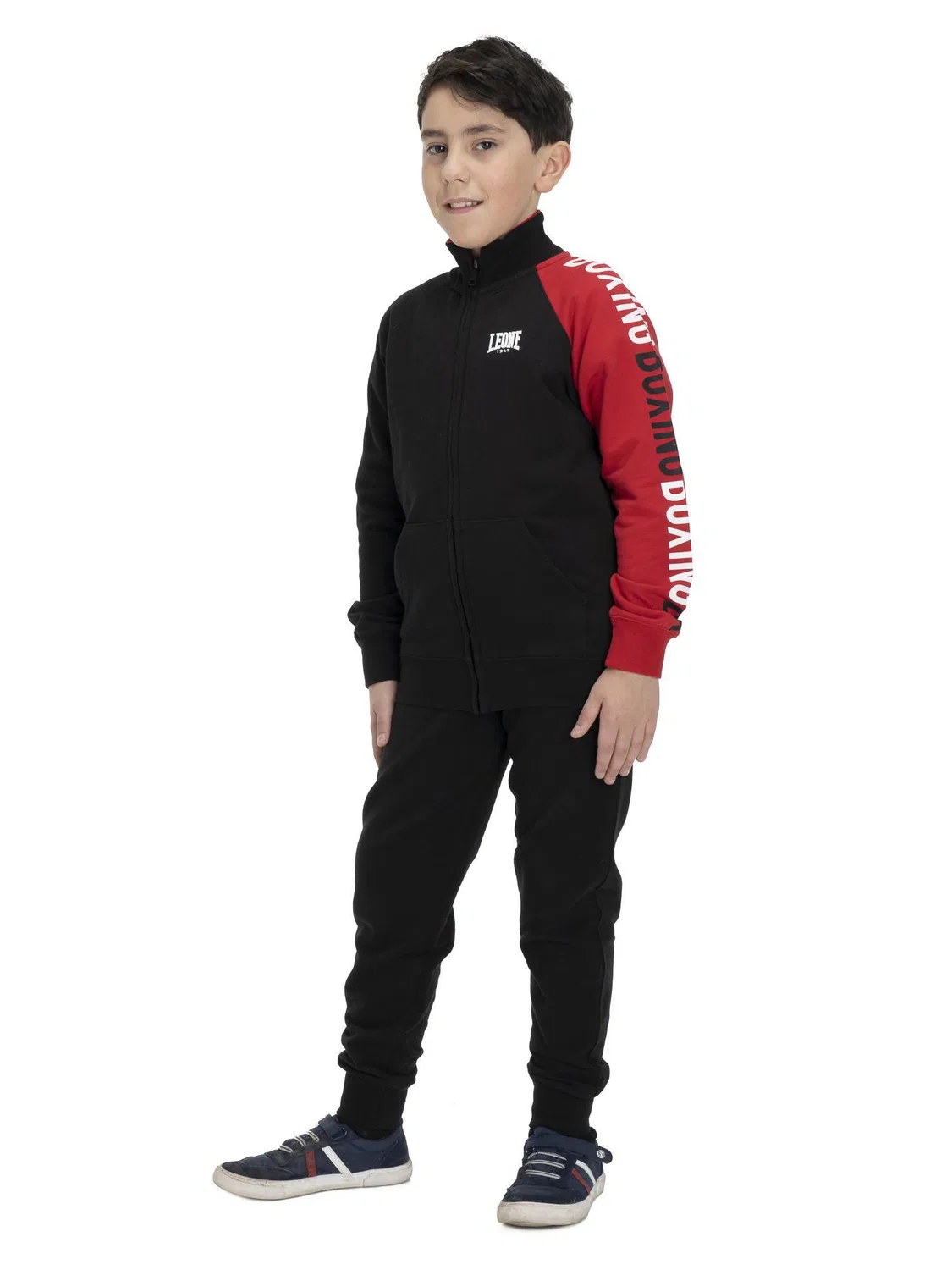 Детский спортивный костюм с воротником и молнией Leone 1947 Apparel, Schwarz Mondgrau — фото 3