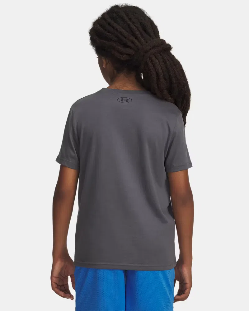 Футболка для мальчиков с коротким рукавом из хлопковой смеси UA Sportstyle UnderArmour, Pitch Gray/Black — фото 2