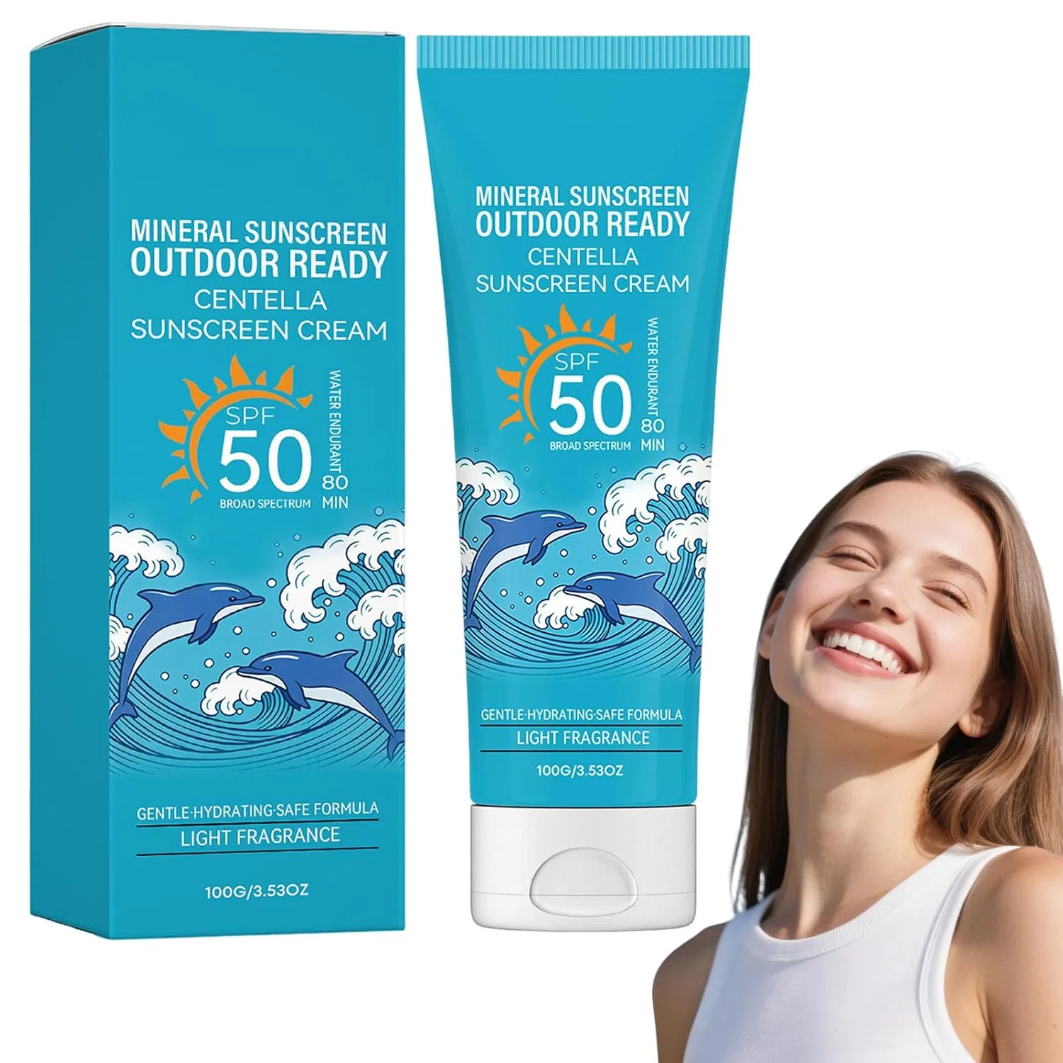 Солнцезащитный крем для лица SPF 50, минеральный, 80 г, Небесно-голубой Generisch — фото 3