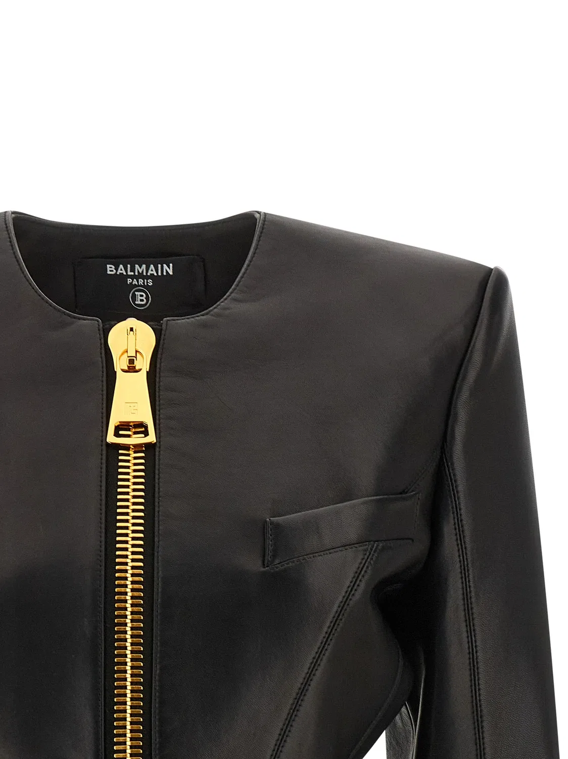 Кожаная куртка BALMAIN, черный — фото 3