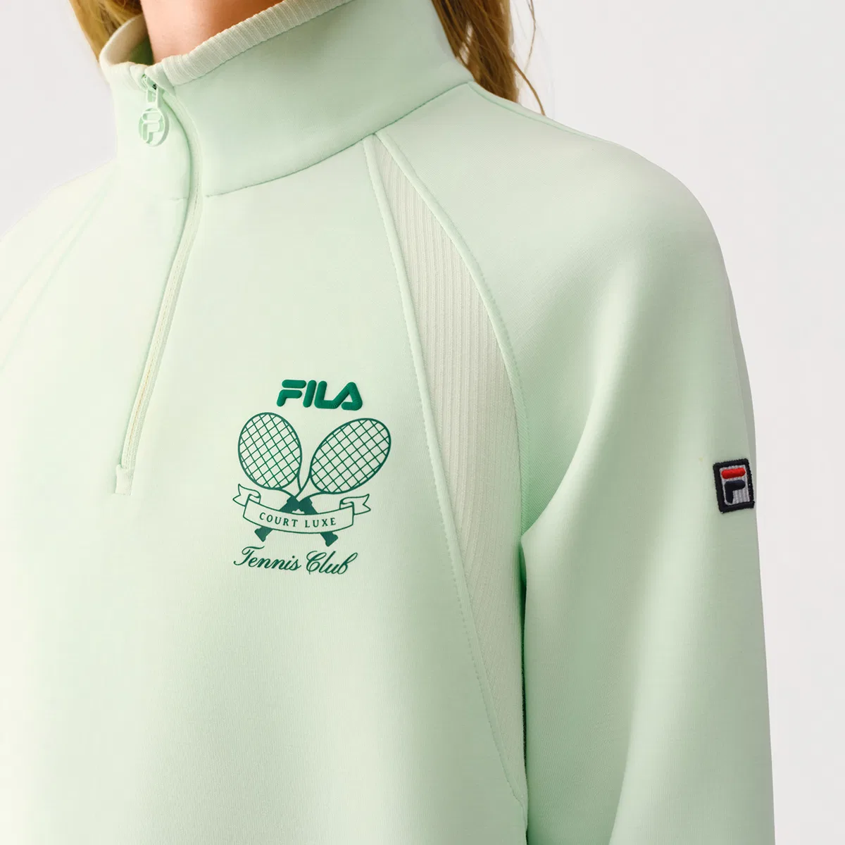 Детский свитшот с воротником-стойкой Light Turquoise Green FILA KIDS — фото 3