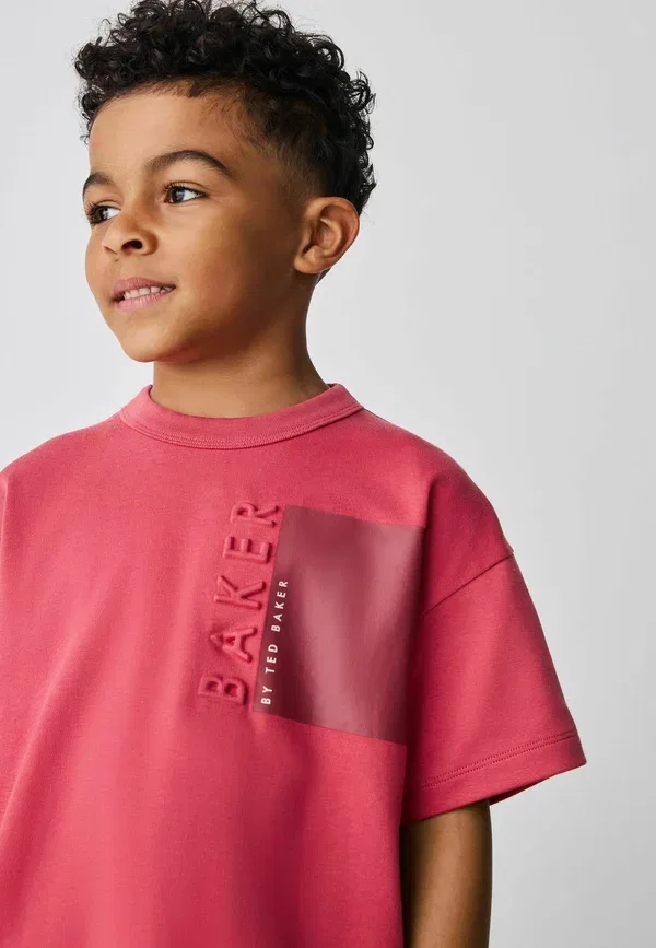 Футболка стандартного кроя - свободная футболка с рельефным рисунком - футболка с принтом Baker By Ted Baker, красный — фото 3