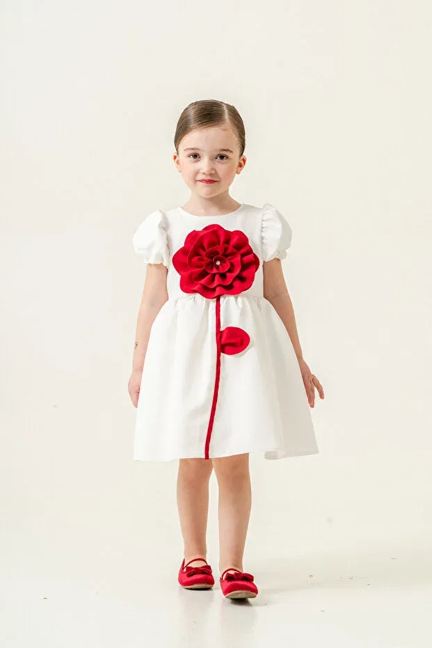 Детское платье для девочек с цветочным принтом Modest Eray Kids, White