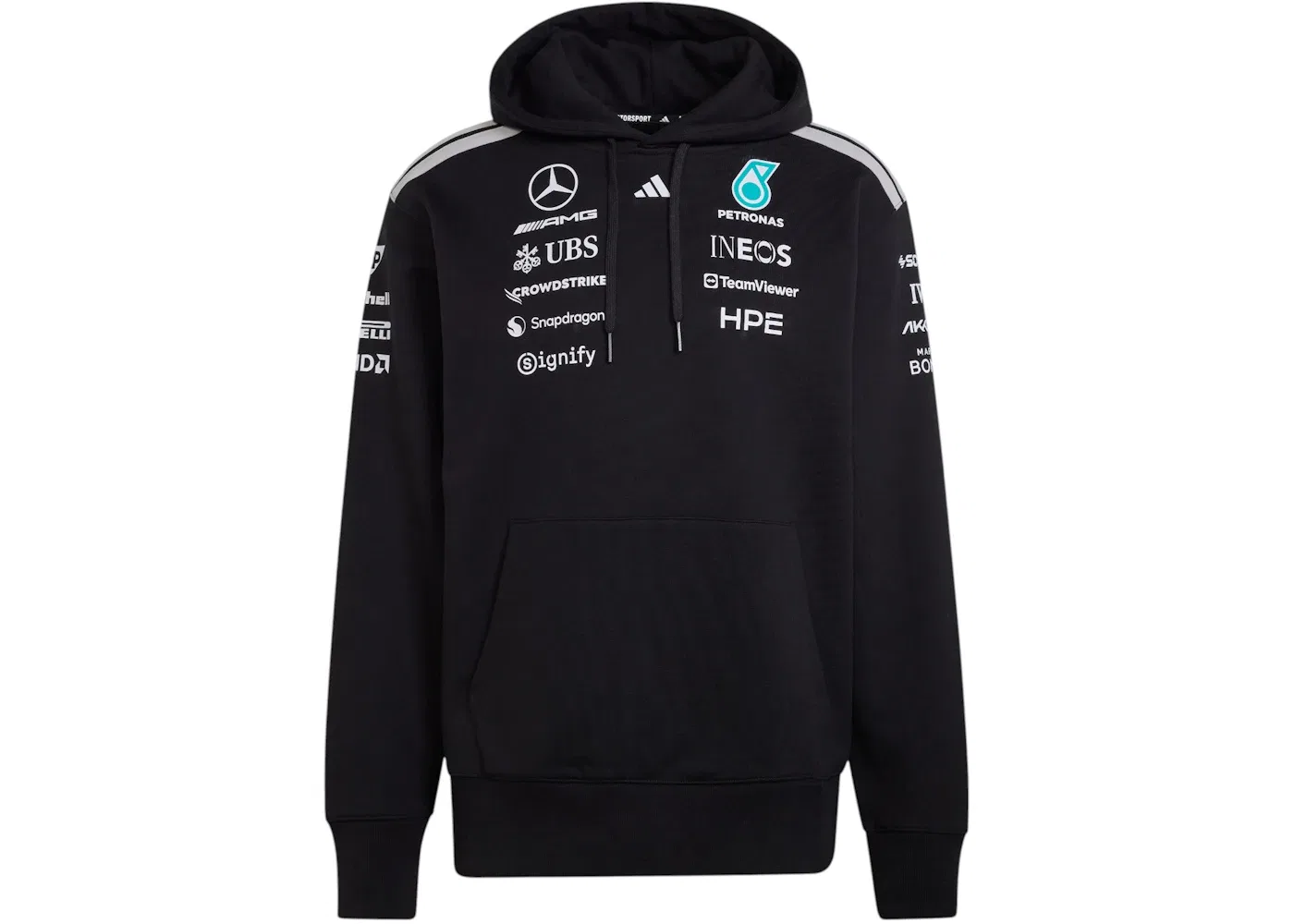 Мужской худи с капюшоном Mercedes AMG Petronas Formula 1 Team Driver Hood Sweatshirt Adidas, Black