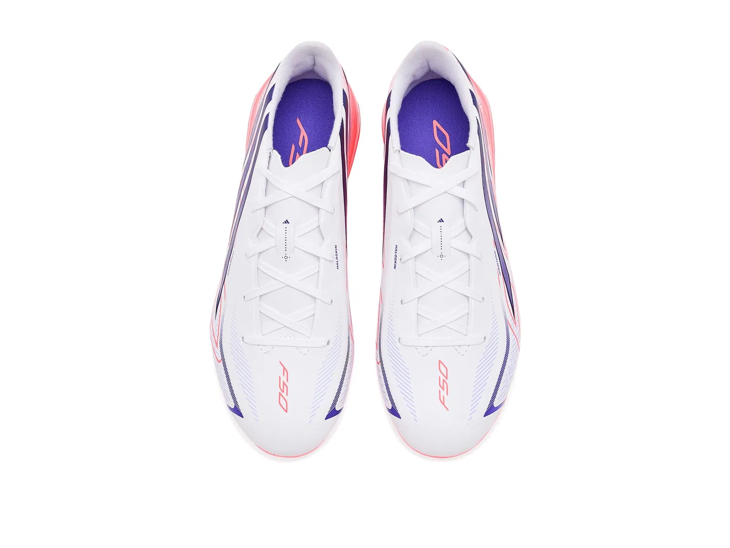 Бутсы F50 Hyperfast League Firm Ground (для маленьких и больших детей) Adidas Kids, White/Solar Purple/Solar Turbo — фото 3