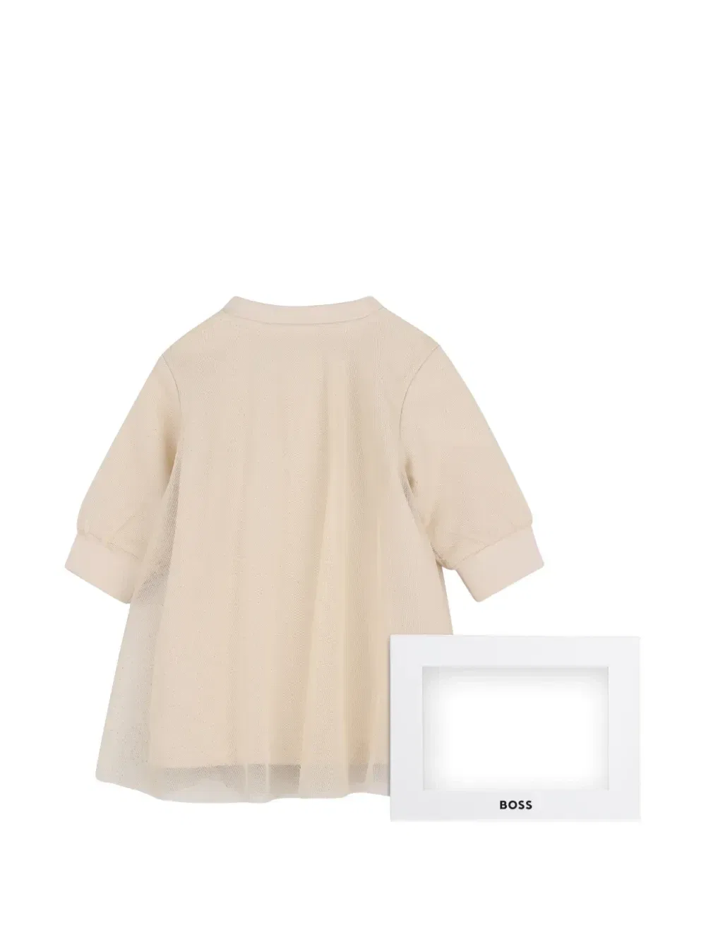 Платье с тюлем и блестками Boss Kidswear, бежевый — фото 2