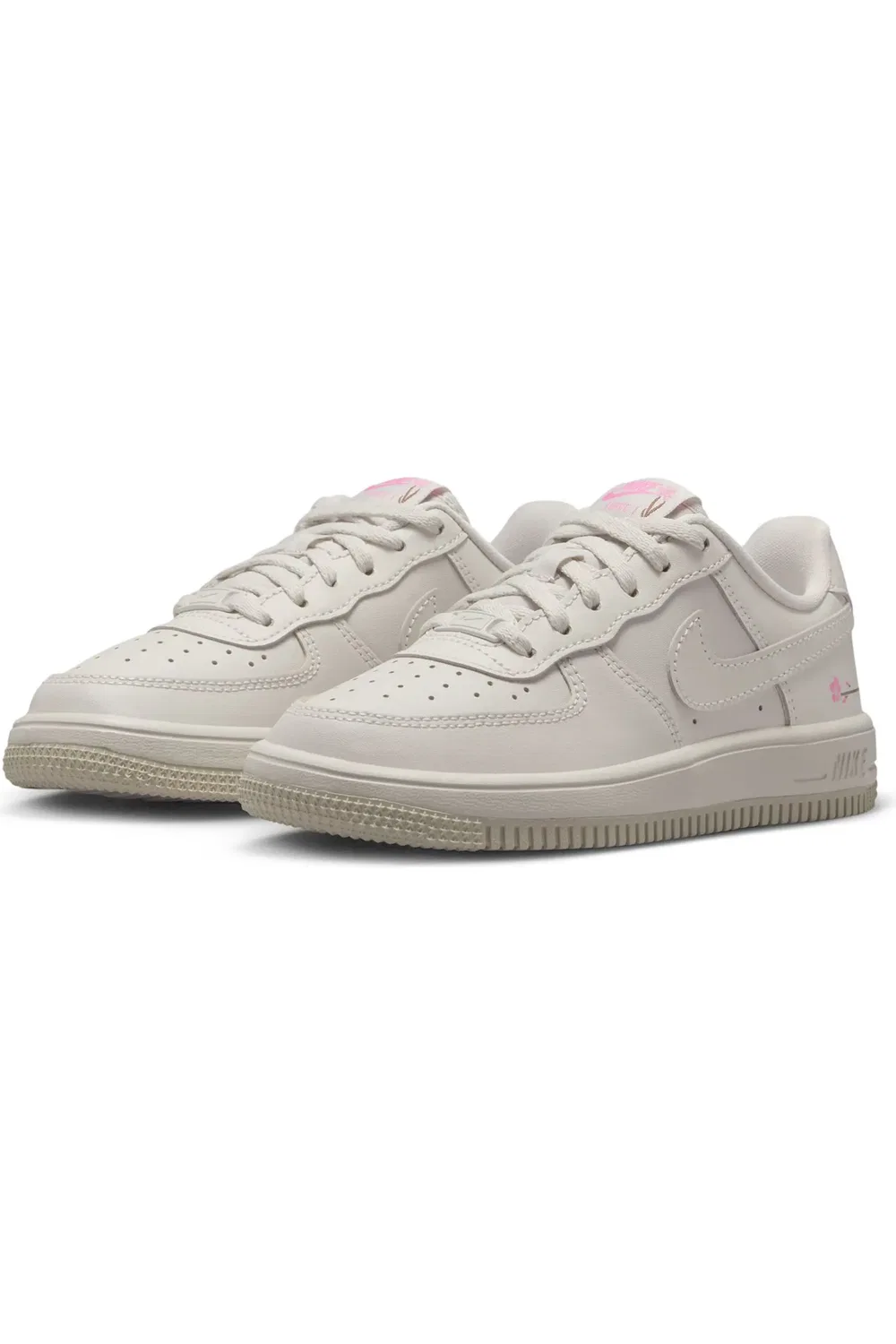 Детские кроссовки баскетбольные на липучках Force 1 Low EasyOn Nike, Light Bone/Light Bone