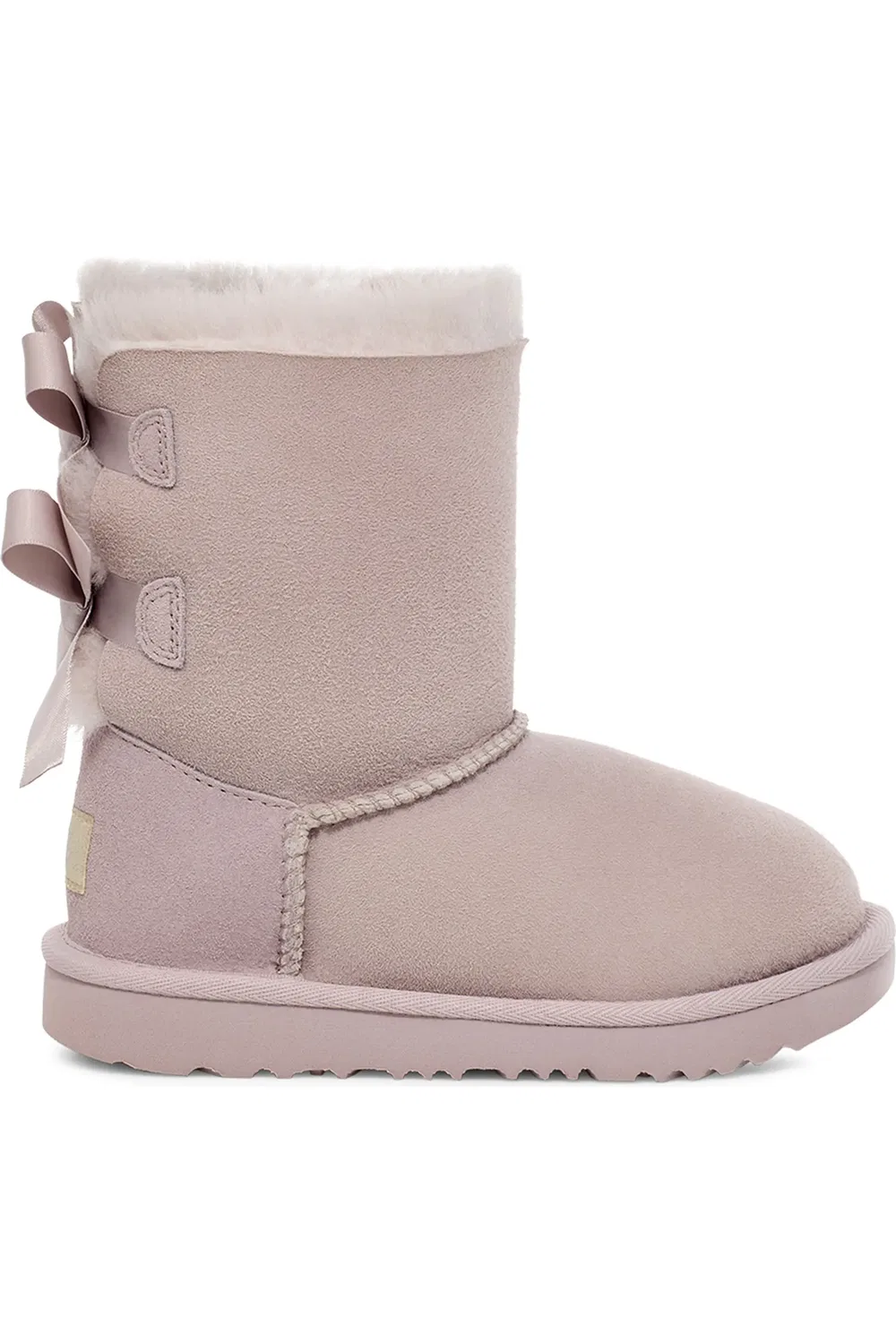 Детские сапоги на плоской подошве с двумя бантами Bailey Bow II UGG, Pale Smoke — фото 3