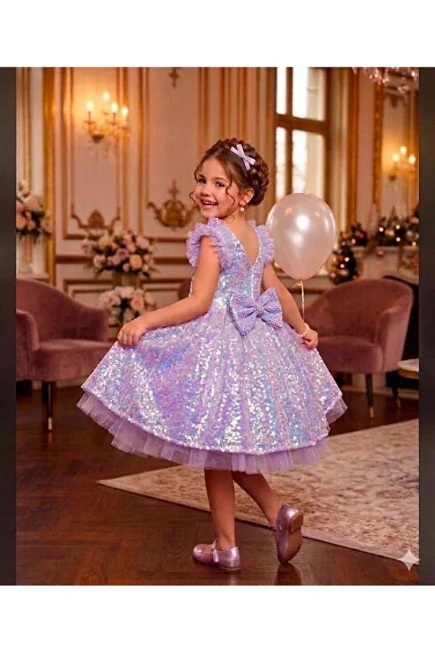 Детское платье для девочек с пайетками Luiva Kids, Lilac — фото 4