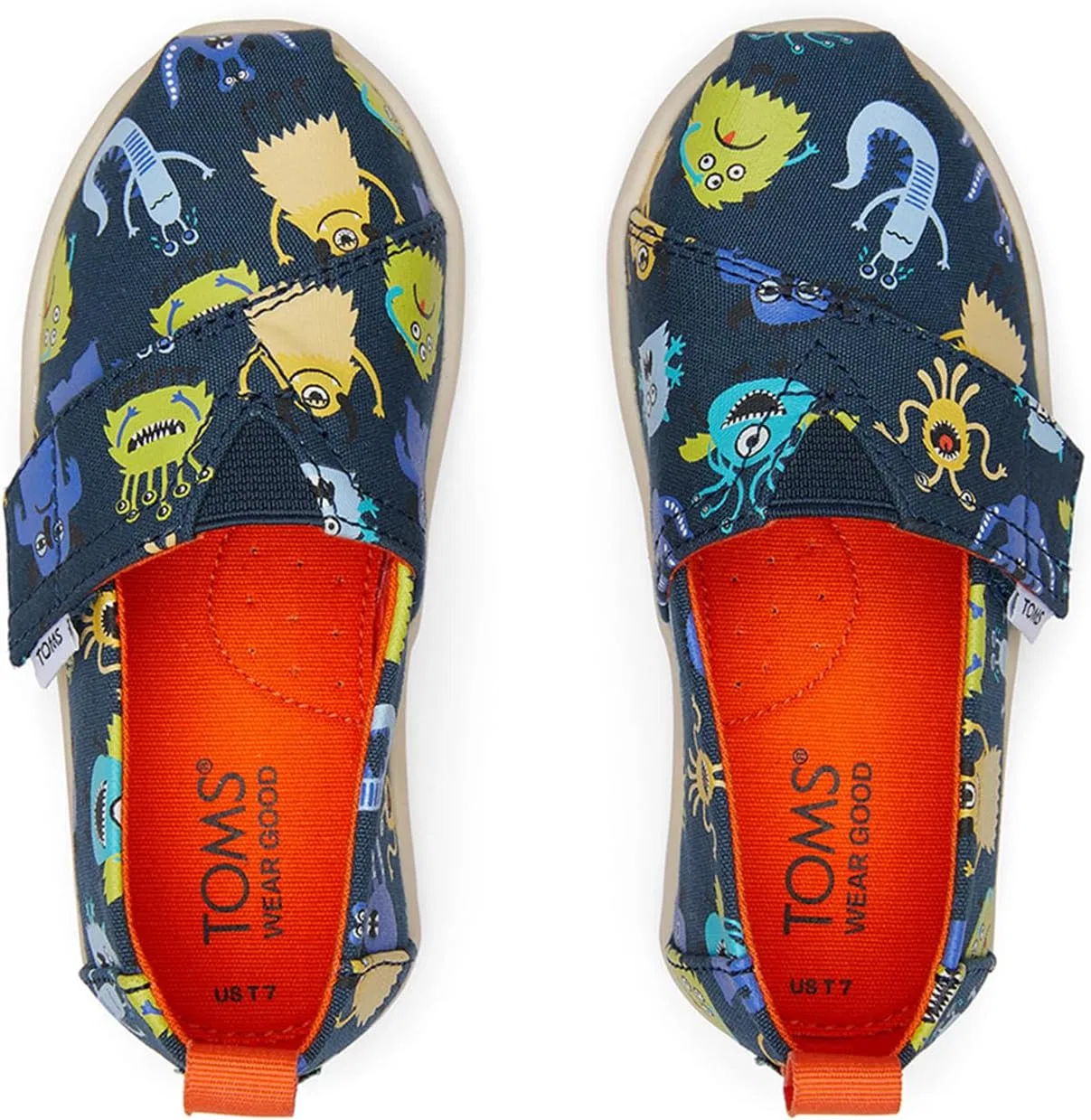 Детские туфли-лоферы Alpargata TOMS, Indigo Glow-In-Dark Monsters — фото 4