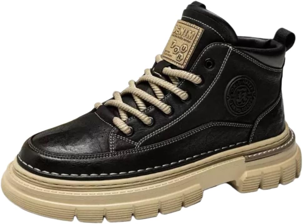 

Мужские повседневные водонепроницаемые нескользящие ботинки чукка для прогулок, средние по высоте, с шнуровкой и мягкой подошвой Lexamen, черный