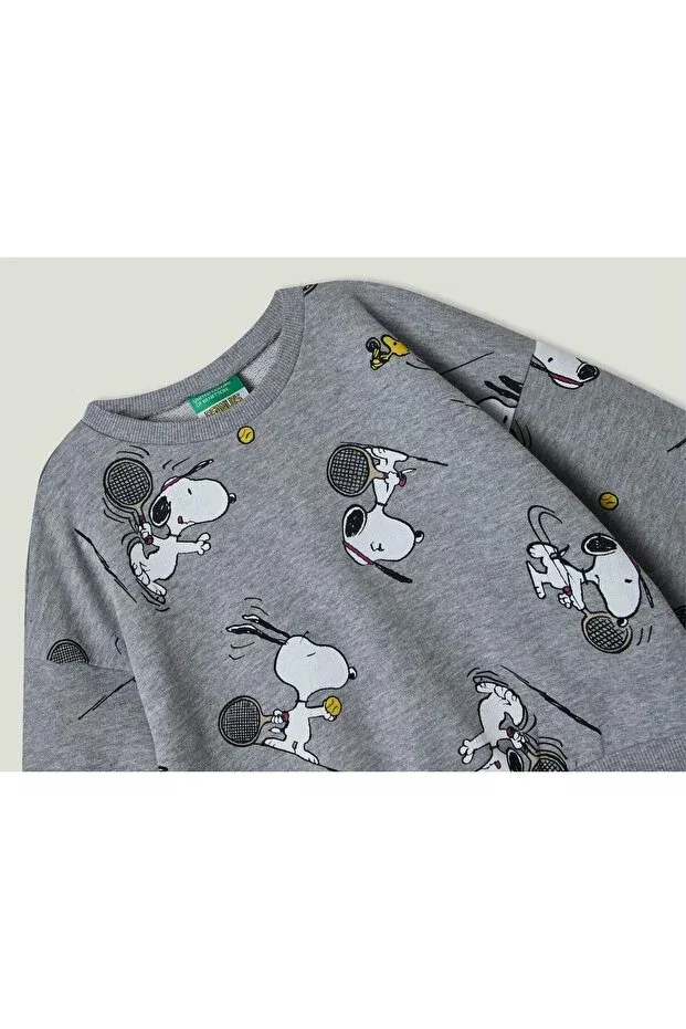 Детские свитшот для девочек с принтом United Colors Of Benetton, Gray — фото 2