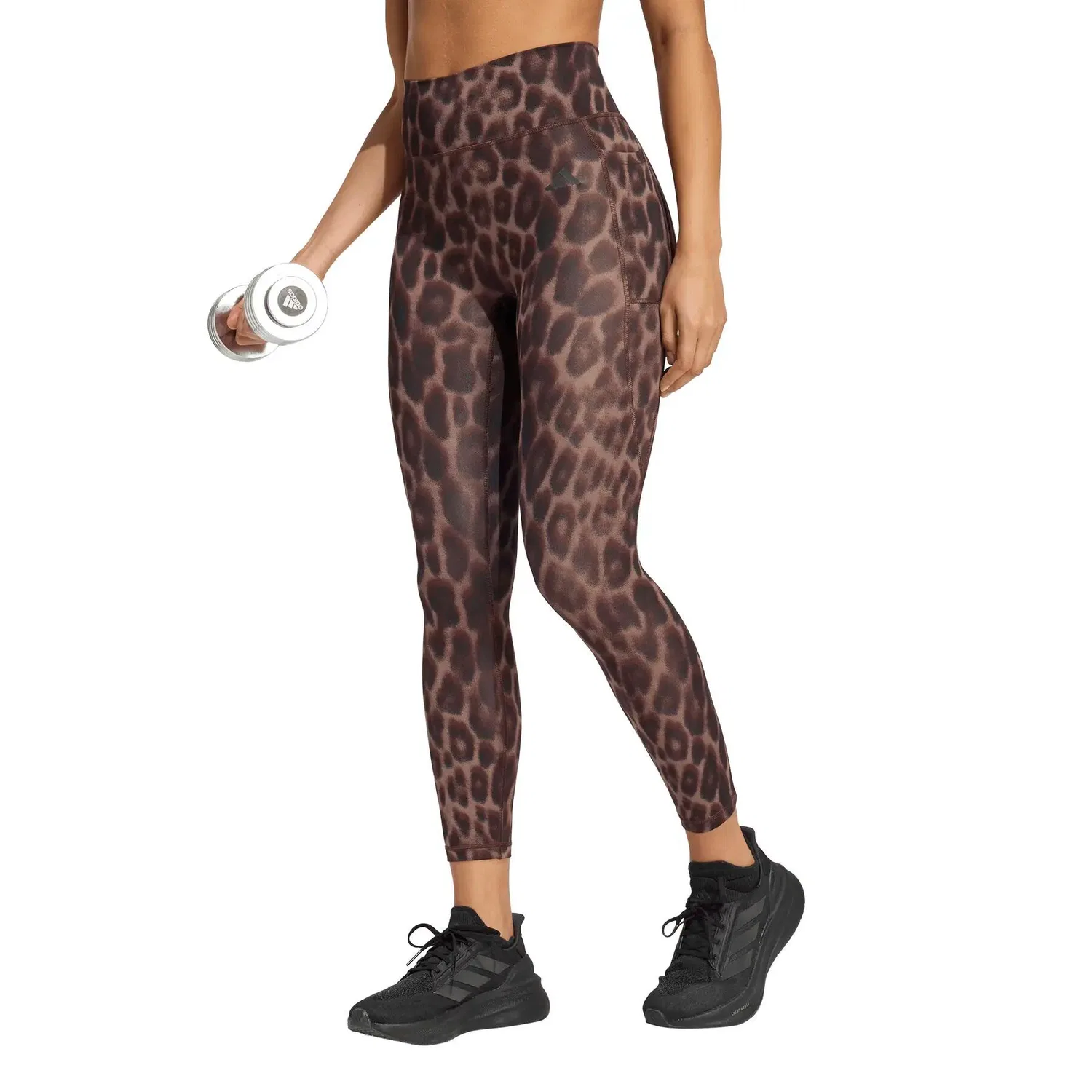 Женские леггинсы 7/8 с принтом Optime Essentials Leopard, Adidas, Braun Schwarz — фото 2