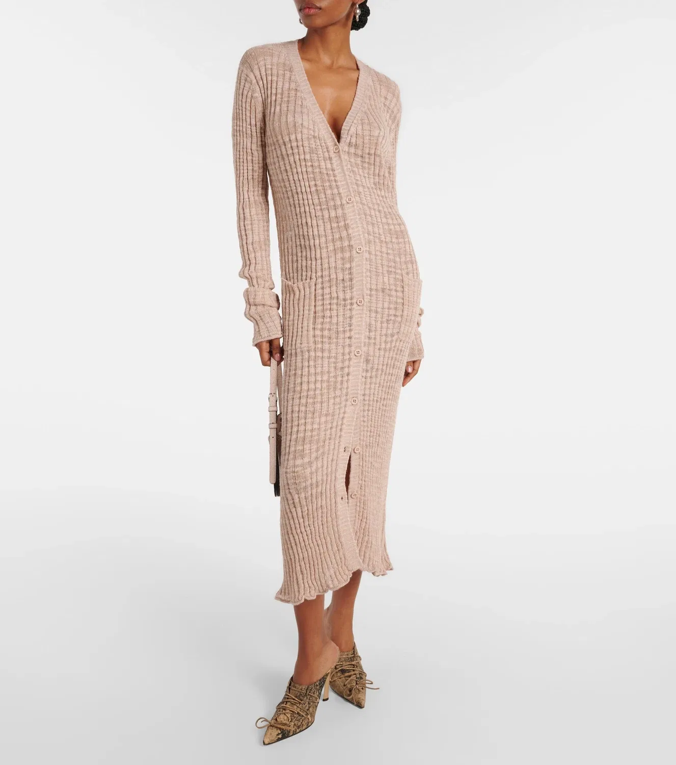 Кардиган из смесового льна Acne Studios, бежевый — фото 2